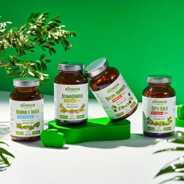 bacopa monnieri adaptogeny biowen stylizowane zdjęcia produktowe