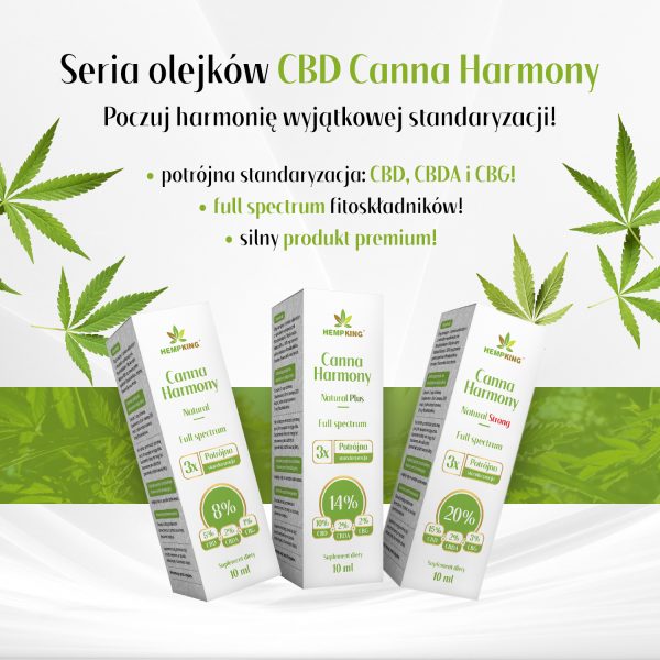 Olej konopny CBD 8% Canna Harmony 5% CBD + 2% CBDA + 1% CBG Natural 800 mg - 10 ml - obrazek 8