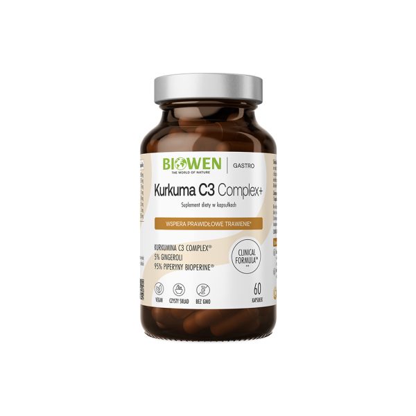 Kurkuma C3 Complex+, 92,2% kurkuminoidów, 95% piperyny, 5% gingeroli Biowen - 60 kapsułek