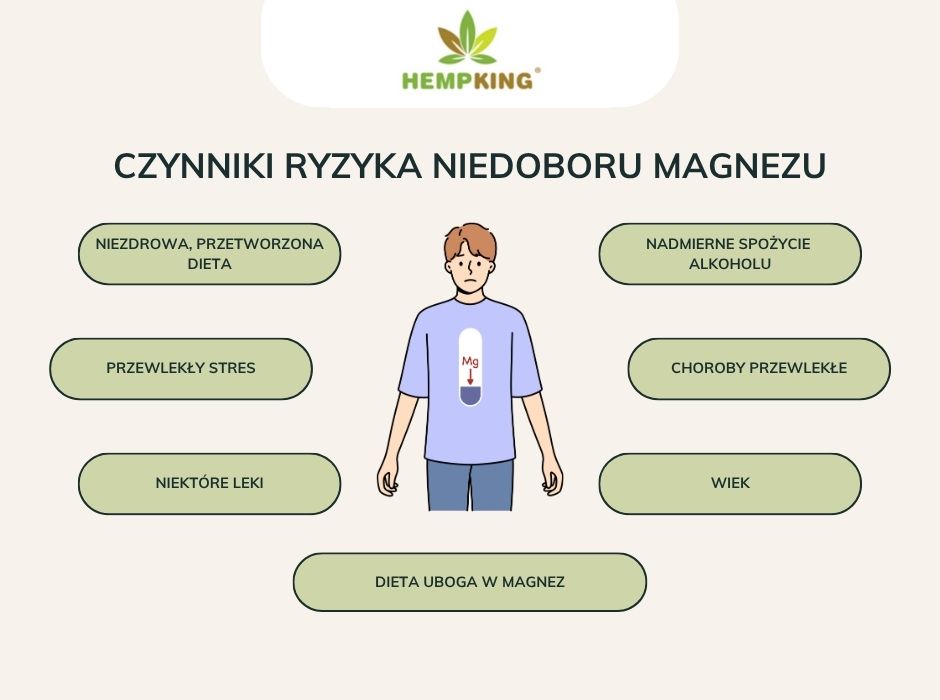 Czynniki ryzyka niedoboru magnezu - infografika