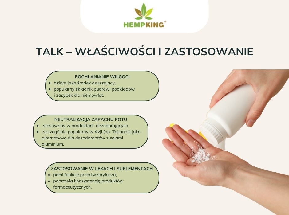 Talk–właściwości i zastosowanie - infografika