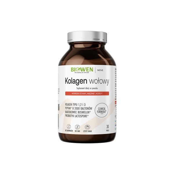Kolagen wołowy typu I, II, III Biowen - proszek - 225 g