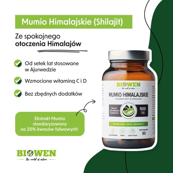 Mumio himalajskie Shilajit 586 mg Biowen - 90 kapsułek - obrazek 2