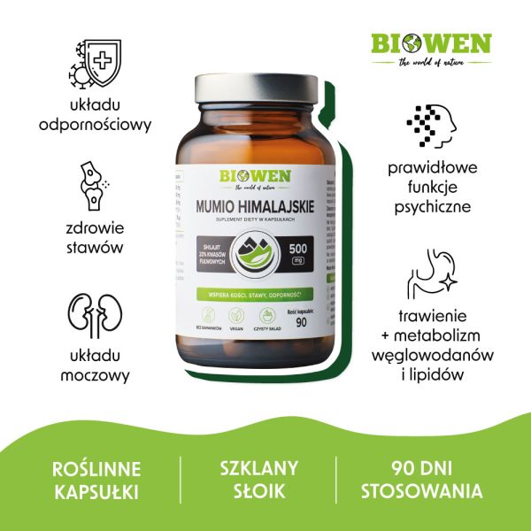Mumio himalajskie Shilajit 586 mg Biowen - 90 kapsułek - obrazek 3