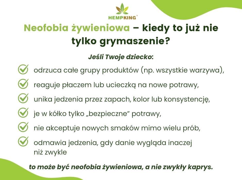 Objawy neofobii - infografika