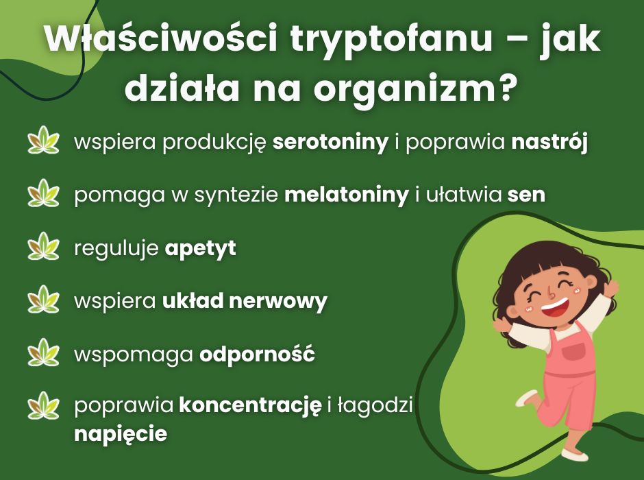 Właściwości tryptofanu–jak działa na organizm - infografika