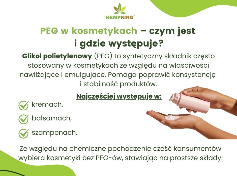 PEG w kosmetykach–czym jest i gdzie występuje - infografika