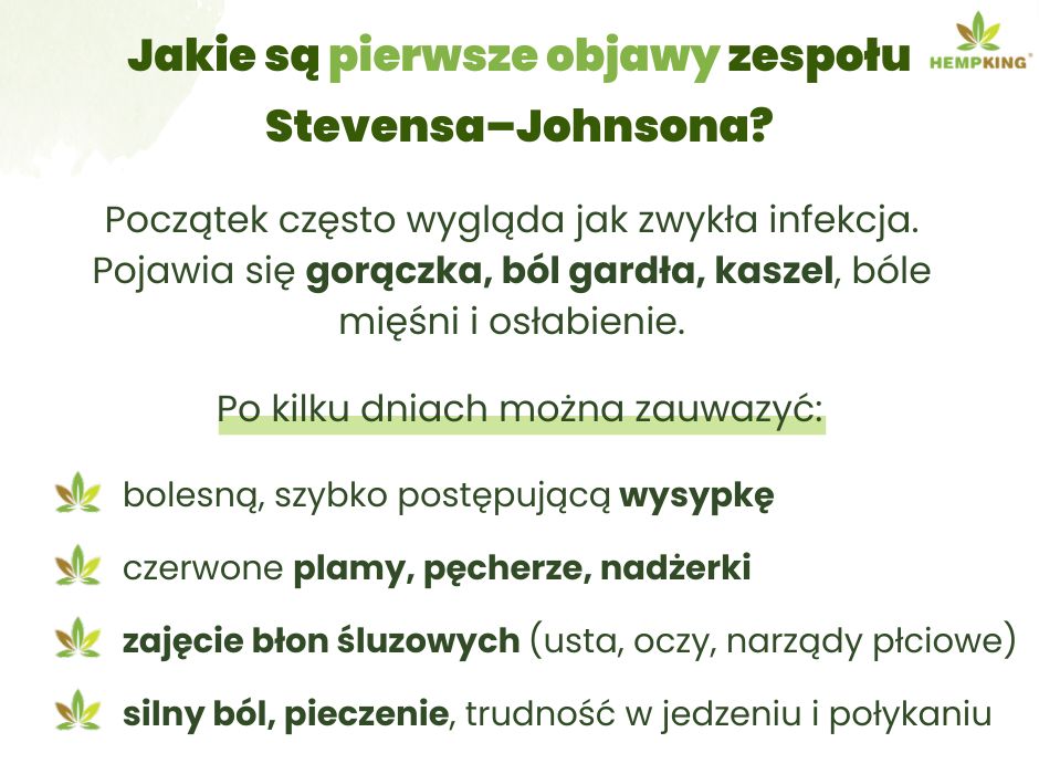 Objawy zespołu Stevensa-Johnsona - infografika