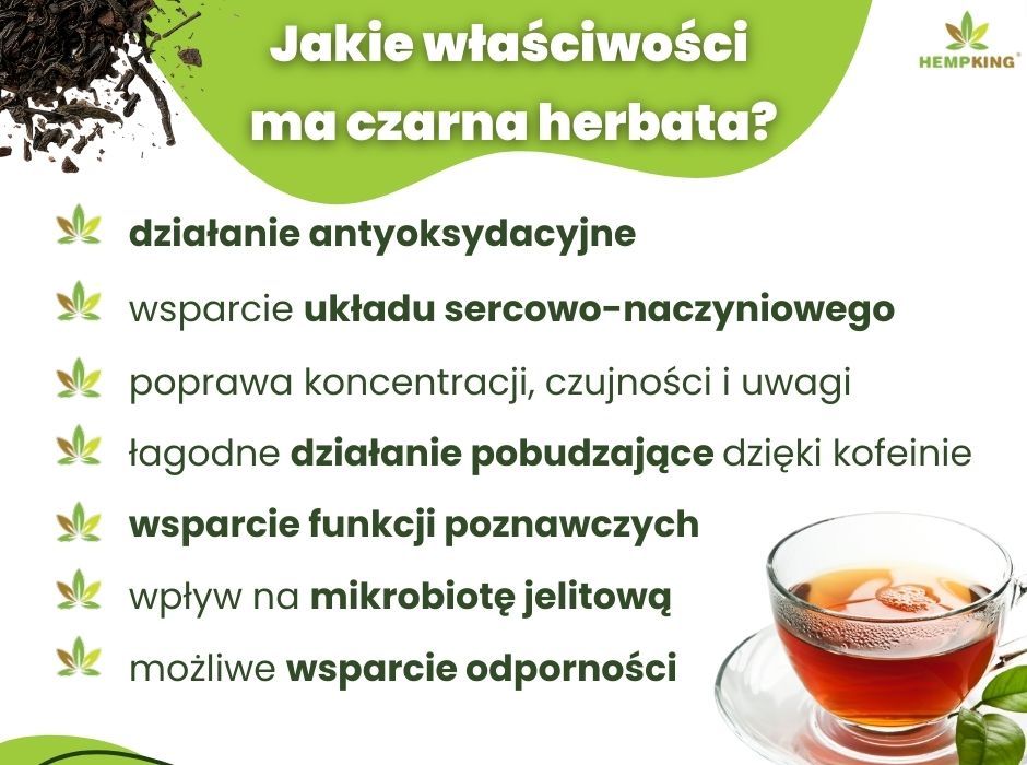 Czarna herbata właściwości - infografika