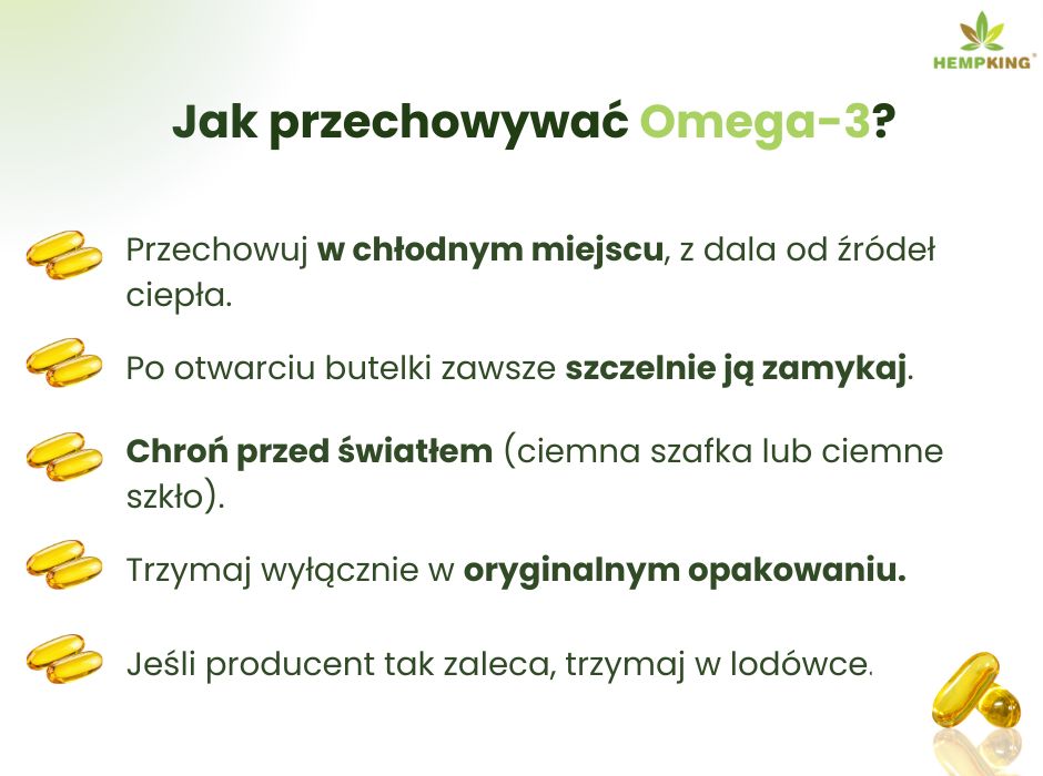 Jak przechowywać kwasy omega-3? - infografika