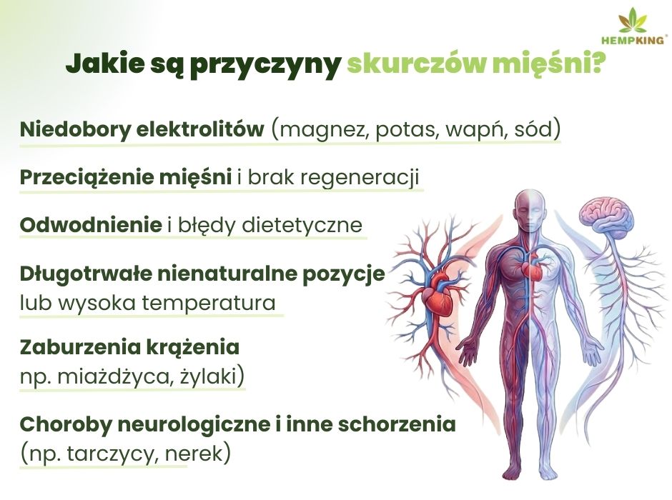 Przyczyny skurczów mięśni - infografika