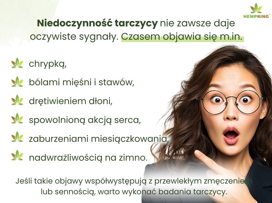 nietypowe objawy niedoczynności tarczycy - infografika