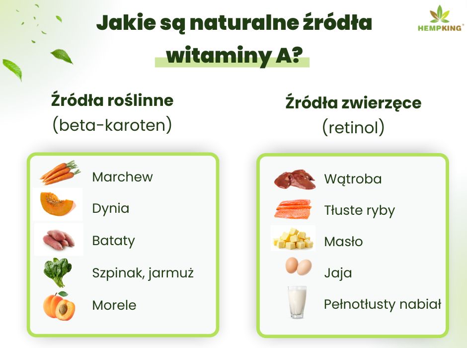 Źródła witaminy A - infografika