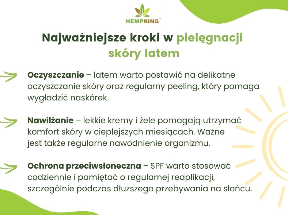 Najważniejsze kroki w pielęgnacji skóry latem - infografika