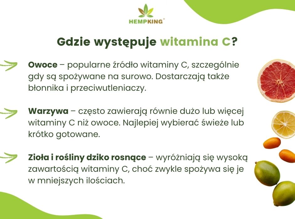 Gdzie występuje witamina C - infografika
