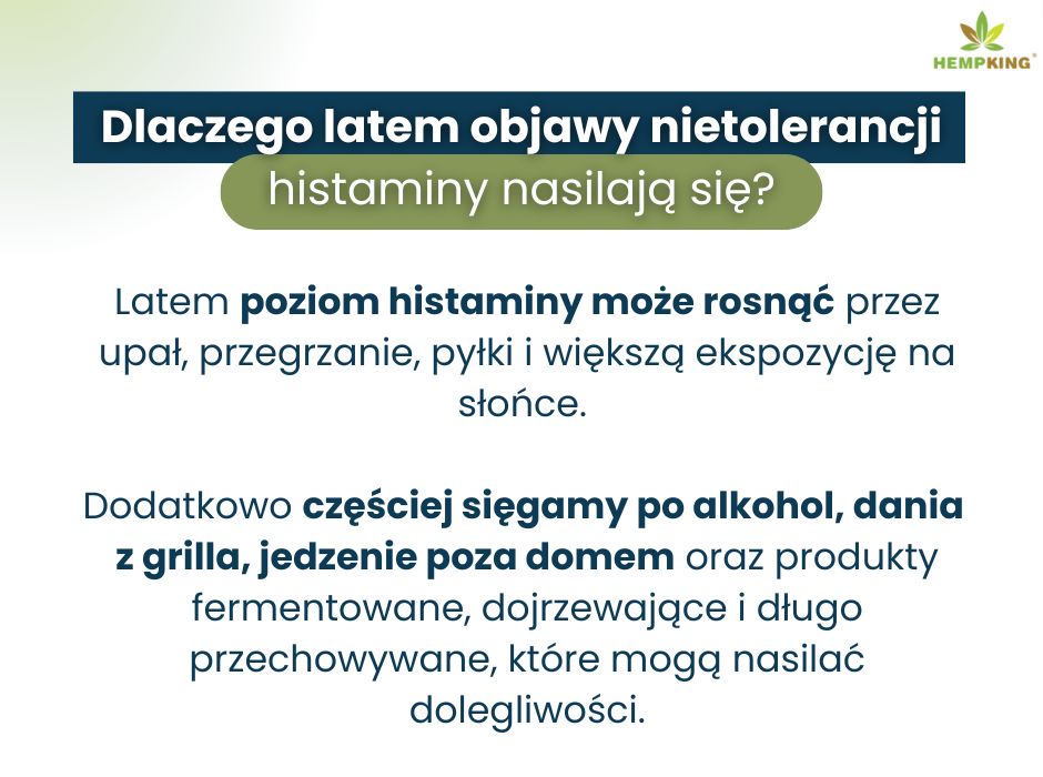 Dlaczego latem objawy nietolerancji histaminy się nasilają? - infografika