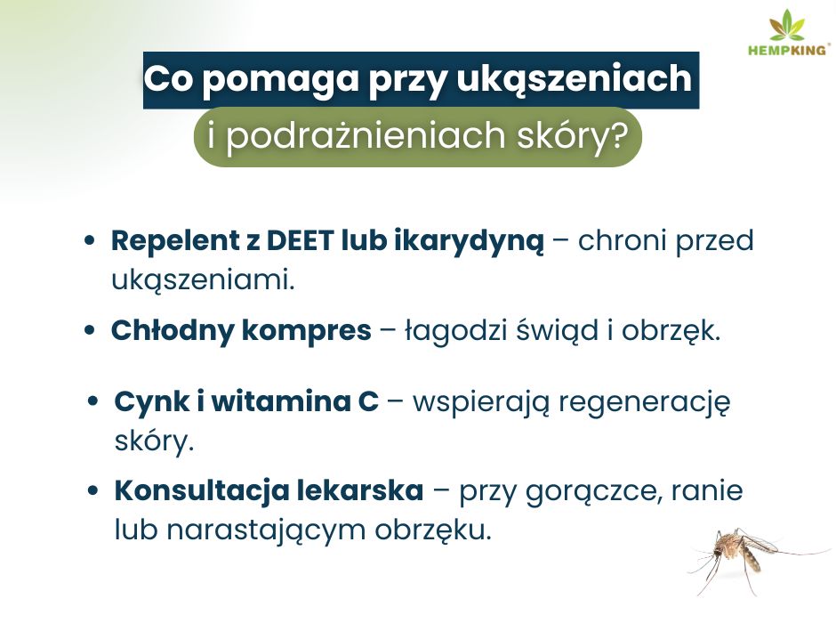 Co pomaga przy ukąszeniach i podrażnieniach skóry? - infografika
