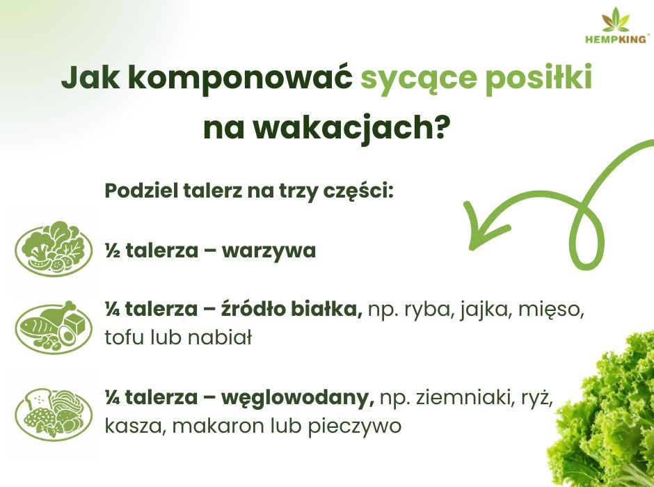 Jak komponować sycące posiłki na wakacjach? - infografika