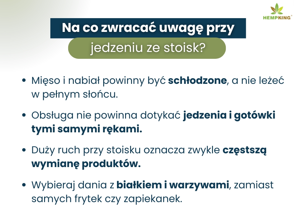 Na co zwracać uwagę przy jedzeniu ze stoisk gastronomicznych? - infografika