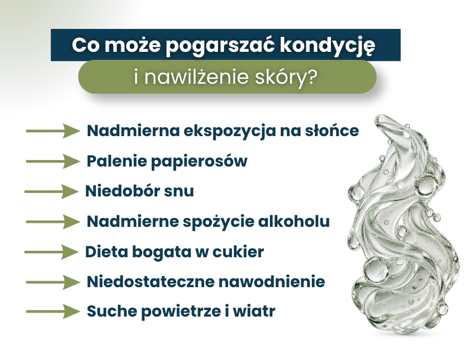 Co może pogarszać kondycję
i nawilżenie skóry? - infografika
