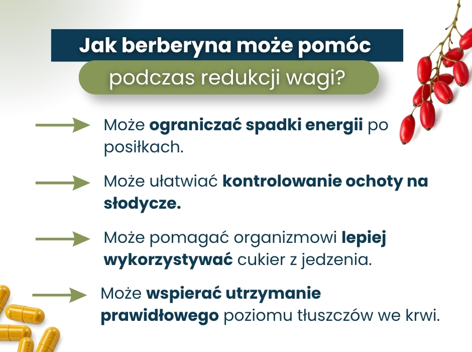 Jak berberyna może pomóc
podczas redukcji wagi? - infografika