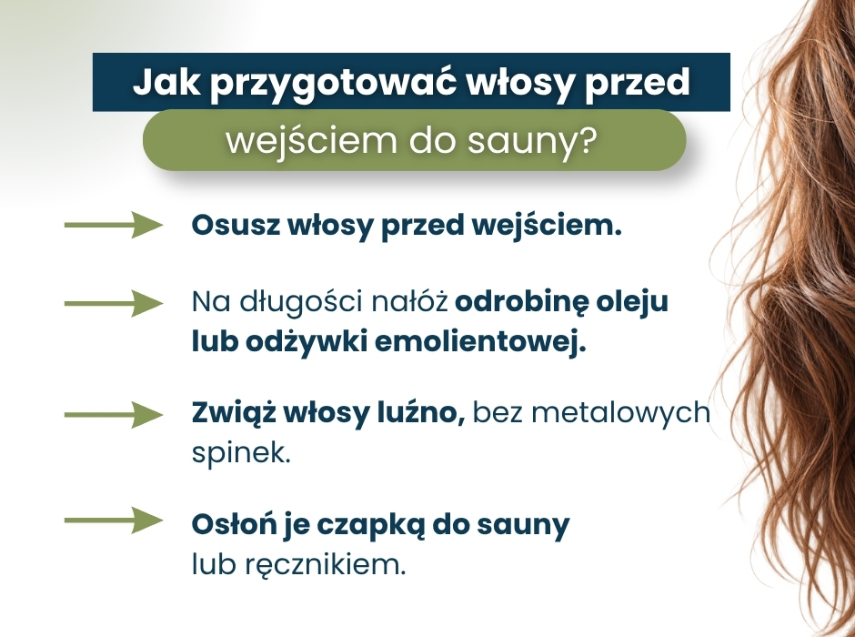 Jak przygotować włosy do sauny? - infografika