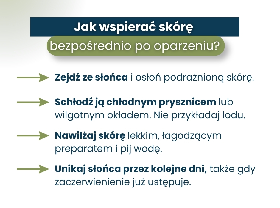Jak wspierać skórę
bezpośrednio po oparzeniu? - infografika