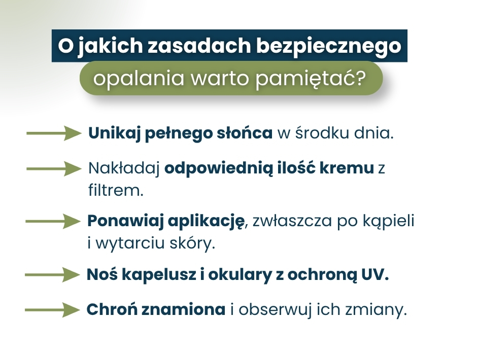O jakich zasadach bezpiecznego opalania warto pamiętać? - infografika