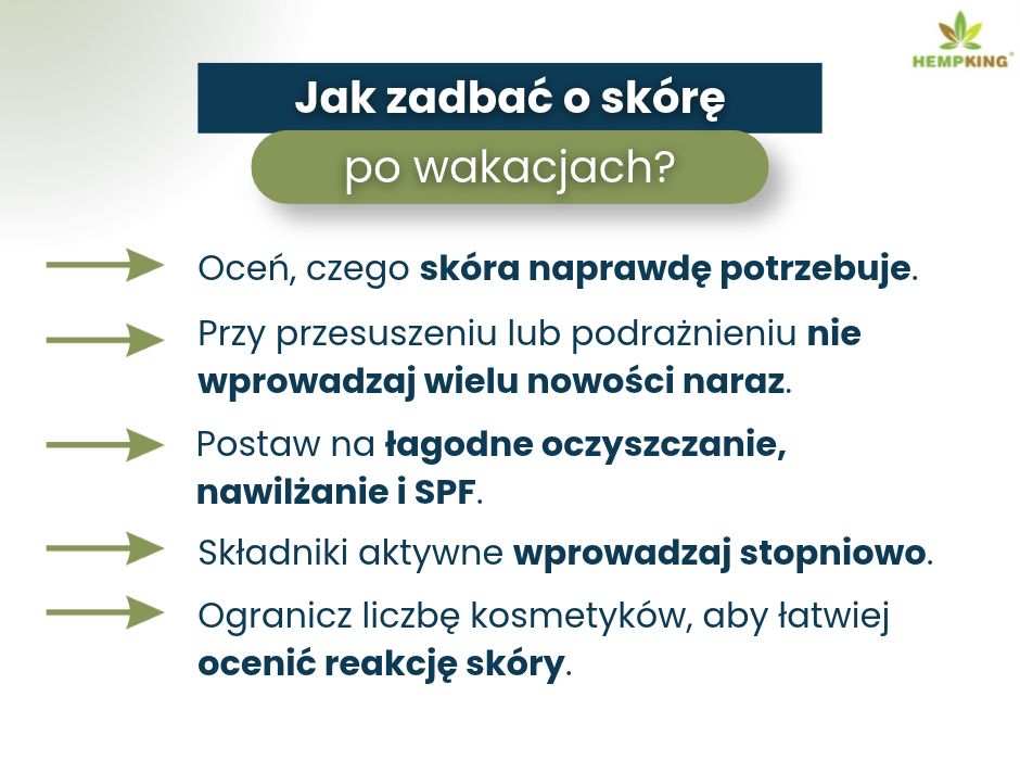Jak zadbać o skórę po wakacjach - infografika