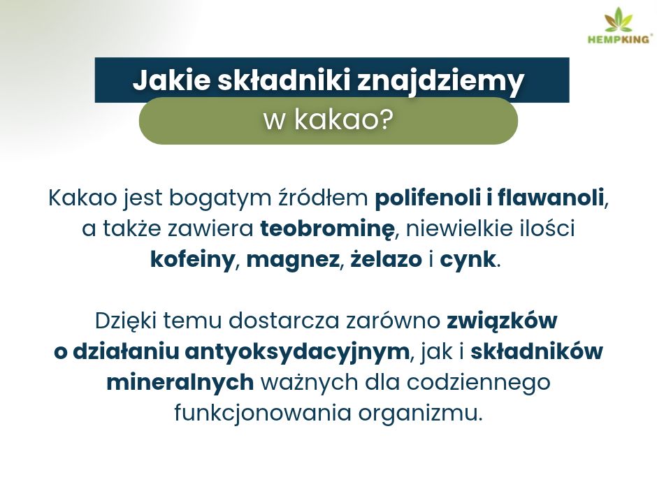 Jakie składniki znajdziemy w kakao - infografika